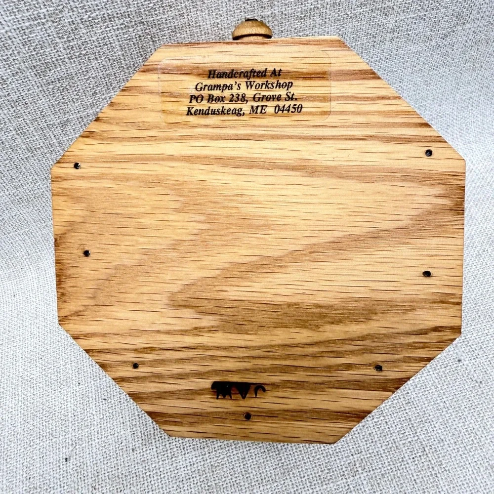 Grampa's Workshop Handcrafted Wood Cardinal Jewelry Box Octagon Maine Folk Art
